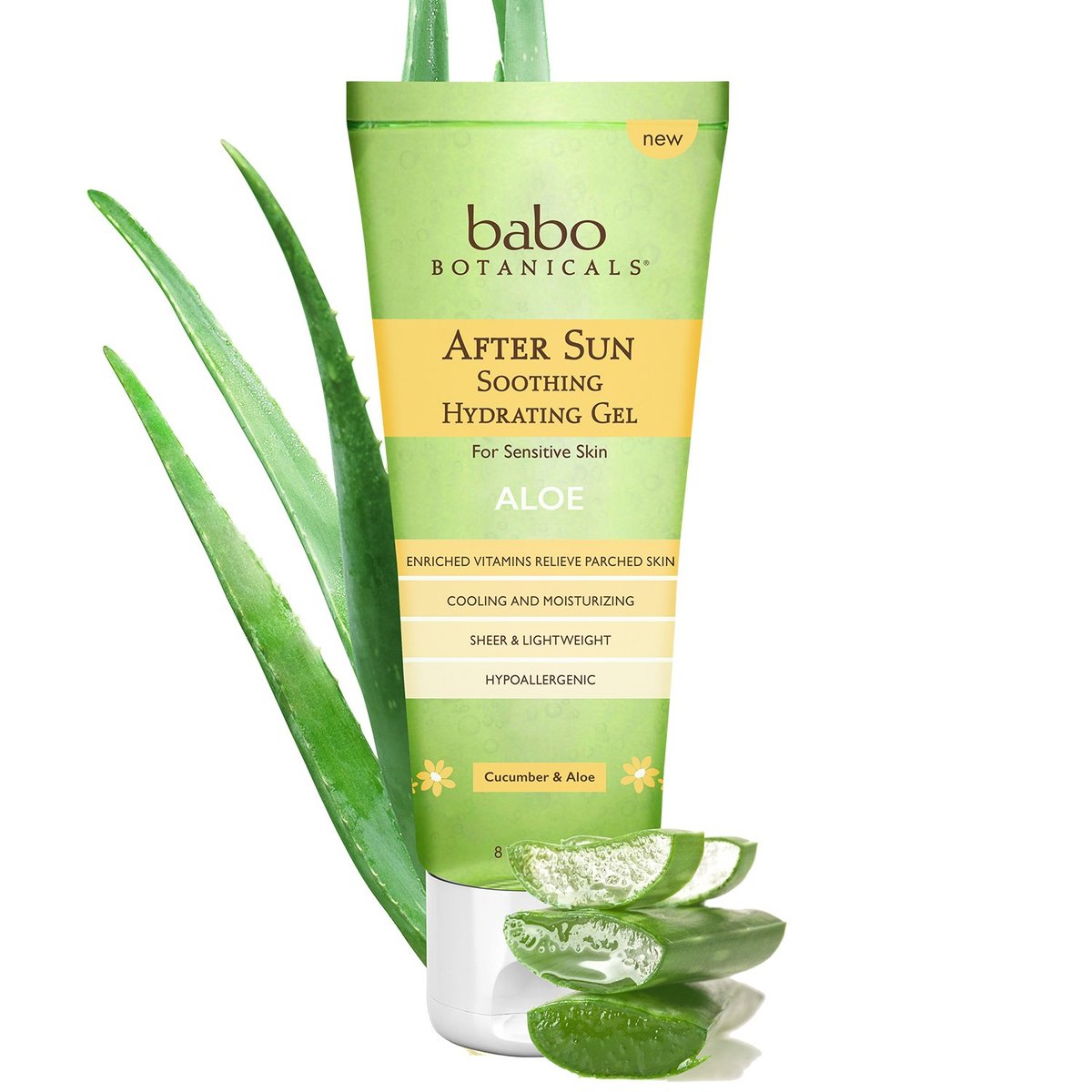 Babo Botanicals After Sun Soothing Hydrating Aloe Vera Gel with Witch Hazel and Cucumber – 8 oz, Vegan, for Babies, Kids & Sensitive Skin - görsel 2