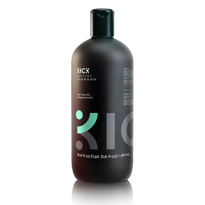 Kick Men's Shampoo - Peppermint & Tea Tree for Oil Control - Sulfate-Free, Refreshing Formula, Anti-Dandruff & Scalp Soothing - 16.6 oz Avelisse
