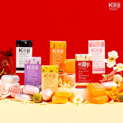Koji White Kojic Acid & Glutathione Skin Brightening Soap for Face & Body - Exfoliating, Hydrating, Cleansing Bar - Reduces Fine Lines & Wrinkles - Vegan, 2.82 oz (2 Bars) Avelisse
