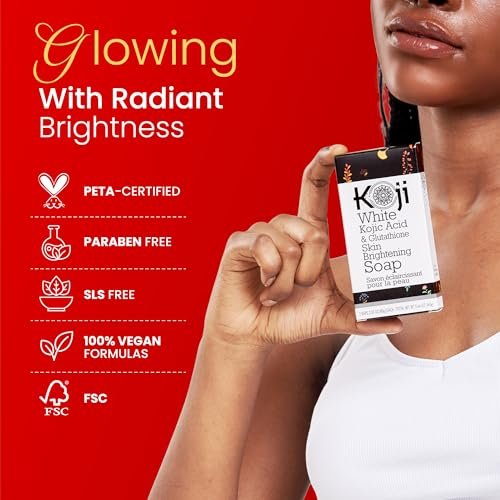 Koji White Kojic Acid & Glutathione Skin Brightening Soap for Face & Body - Exfoliating, Hydrating, Cleansing Bar - Reduces Fine Lines & Wrinkles - Vegan, 2.82 oz (2 Bars) Avelisse