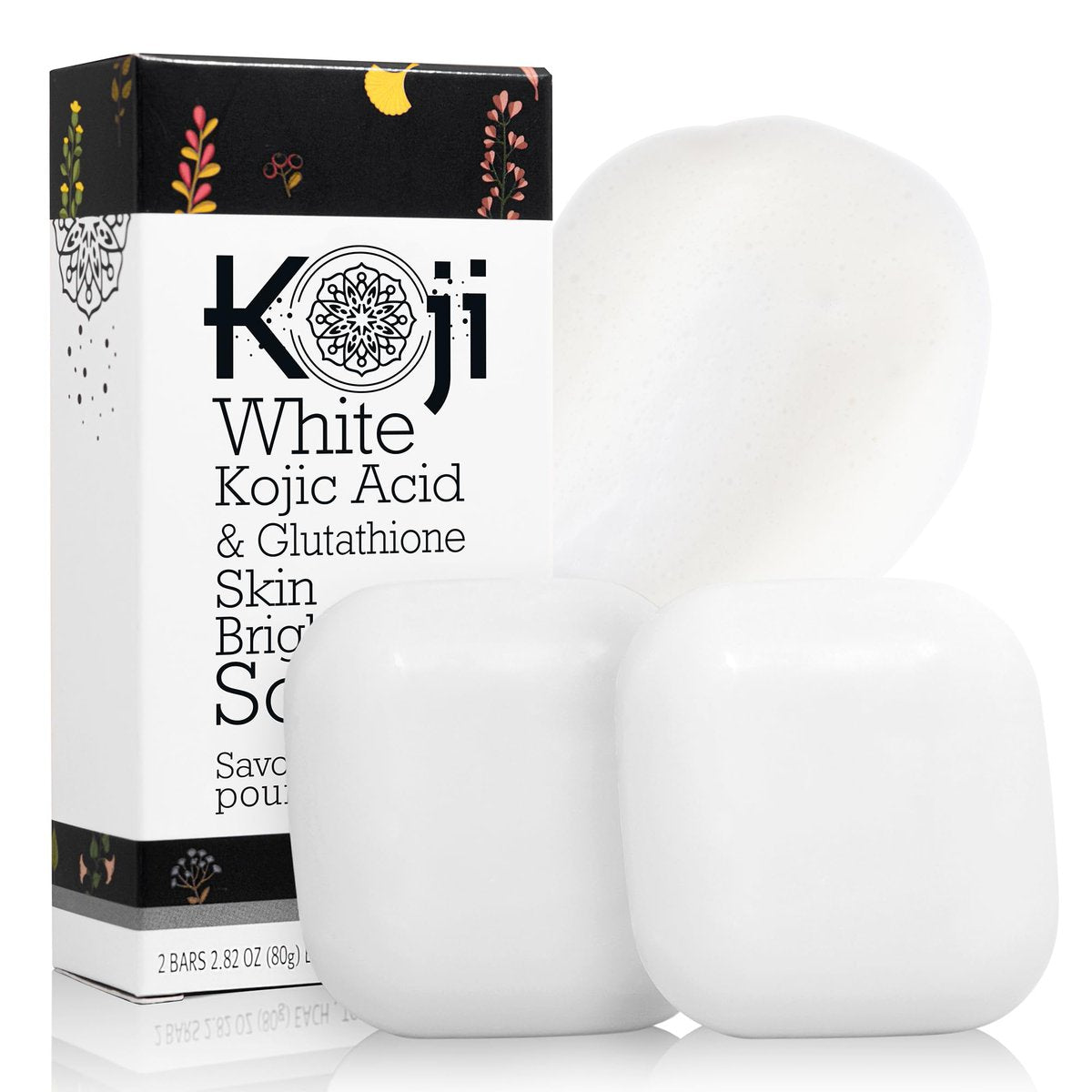 Koji White Kojic Acid & Glutathione Skin Brightening Soap for Face & Body - Exfoliating, Hydrating, Cleansing Bar - Reduces Fine Lines & Wrinkles - Vegan, 2.82 oz (2 Bars) Avelisse