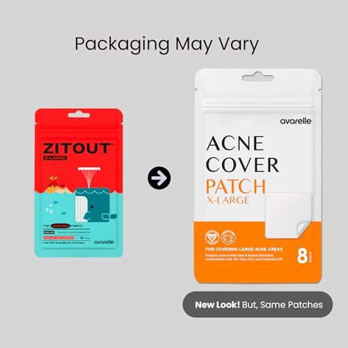 AVARELLE Acne Patches XL - Large Hydrocolloid Pimple Patches with Tea Tree, Calendula & Cica for Face, Cheek & Nose - 8 Count - görsel 10