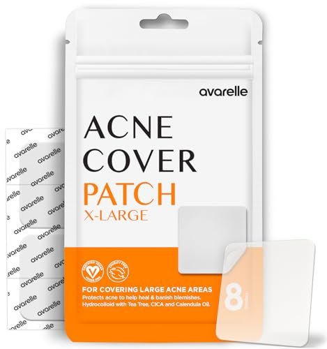 AVARELLE Acne Patches XL - Large Hydrocolloid Pimple Patches with Tea Tree, Calendula & Cica for Face, Cheek & Nose - 8 Count - görsel 2