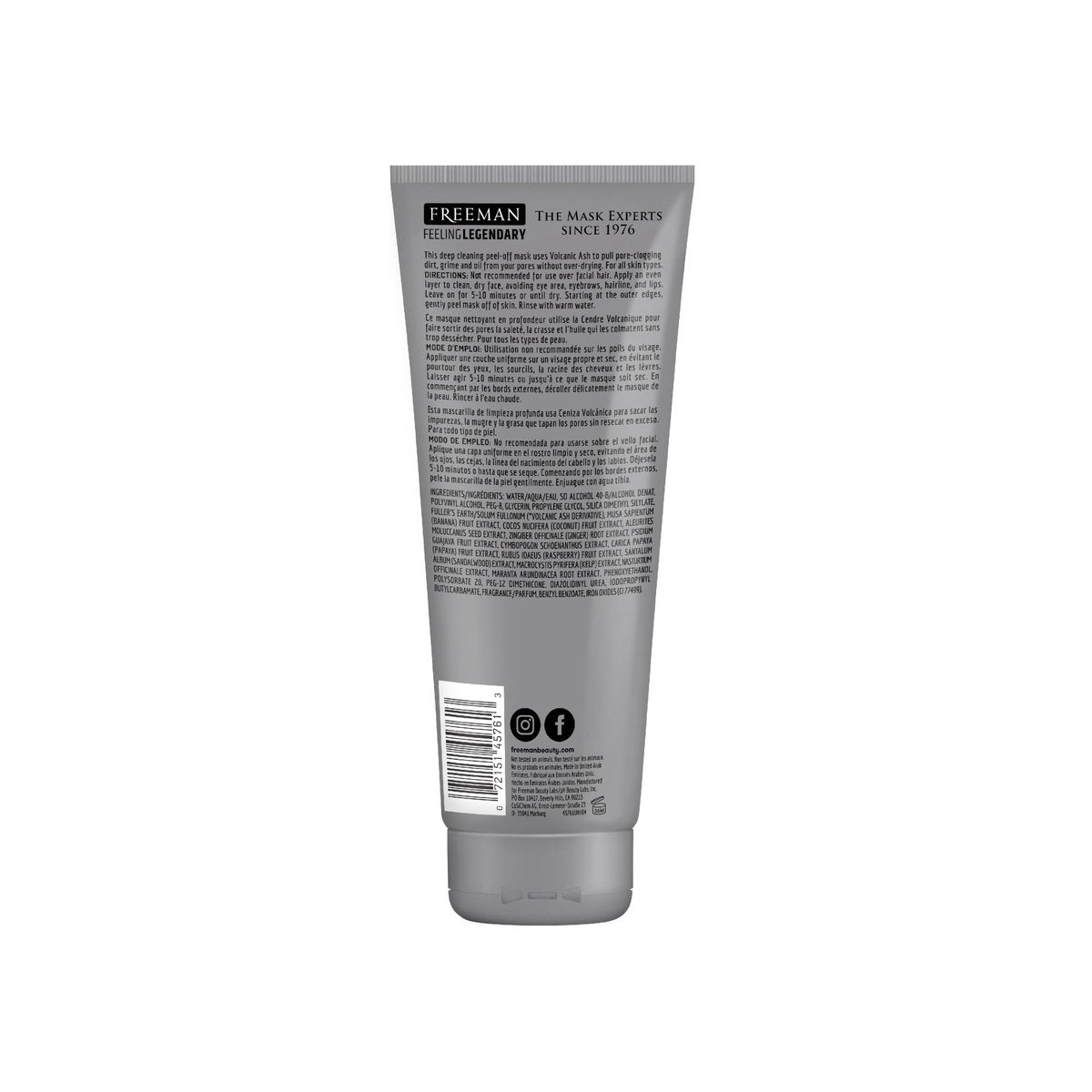 Freeman Pore Clearing Volcanic Ash Peel-Off Gel Facial Mask - Deep Cleansing, Removes Dirt from Pores, Not Over-Drying, Easy-to-Use, for Men, 6 fl oz (175 mL) - görsel 11