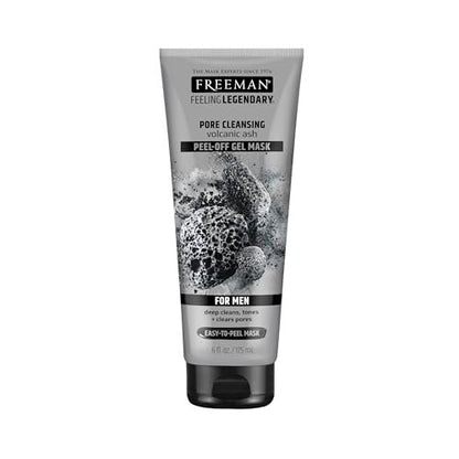 Freeman Pore Clearing Volcanic Ash Peel-Off Gel Facial Mask - Deep Cleansing, Removes Dirt from Pores, Not Over-Drying, Easy-to-Use, for Men, 6 fl oz (175 mL)
