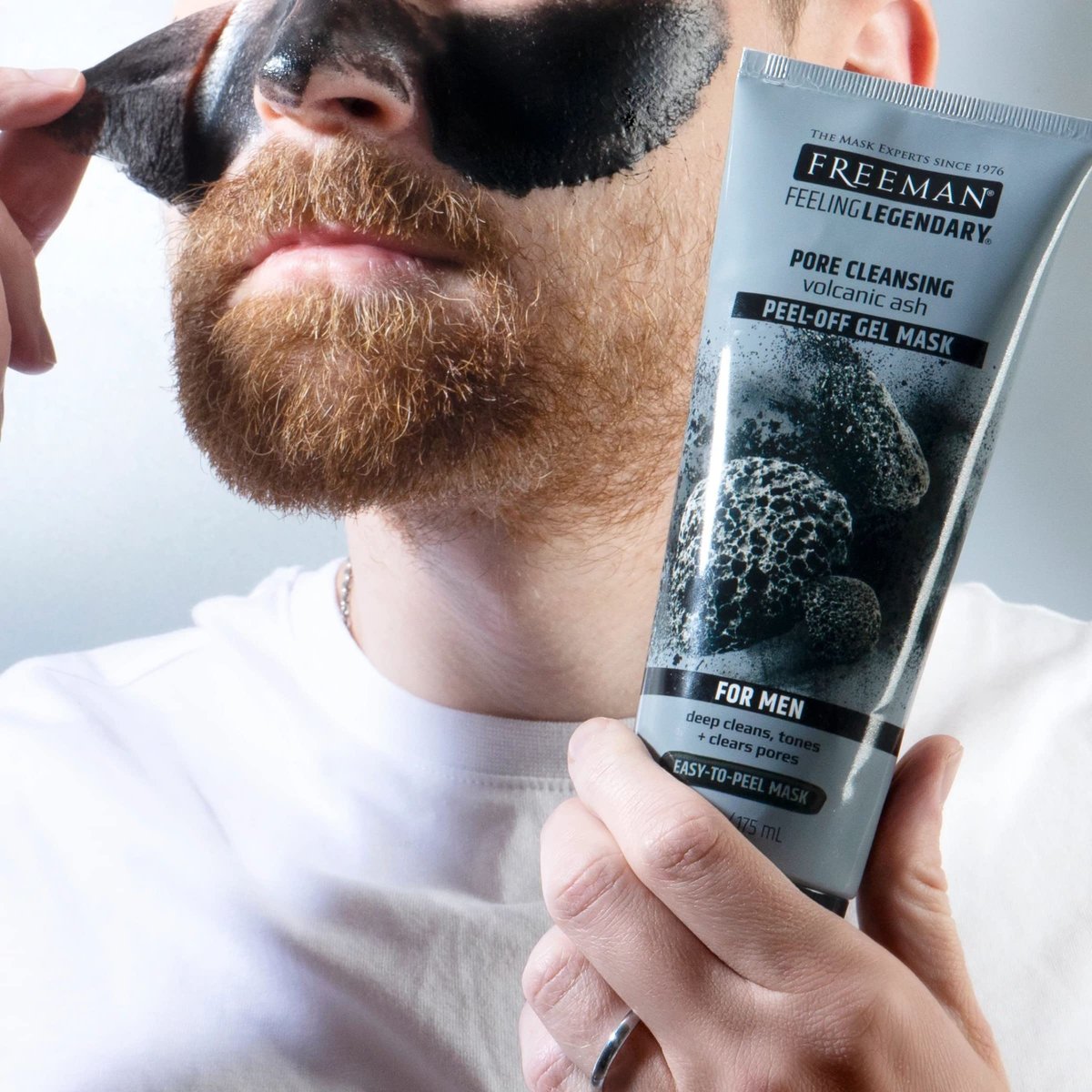 Freeman Pore Clearing Volcanic Ash Peel-Off Gel Facial Mask - Deep Cleansing, Removes Dirt from Pores, Not Over-Drying, Easy-to-Use, for Men, 6 fl oz (175 mL) - görsel 9