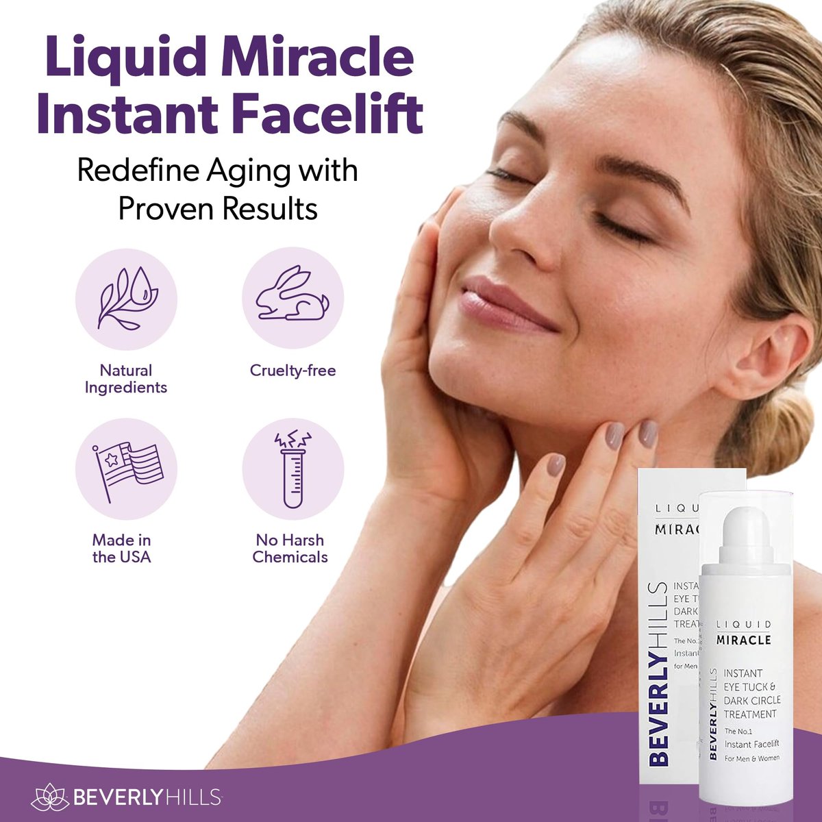 Beverly Hills Instant Facelift Anti Aging Eye Serum – 30mL (120 Days Supply) for Dark Circles, Puffy Eyes, and Wrinkles Avelisse
