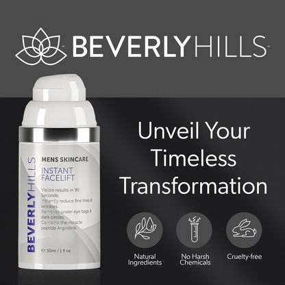 Beverly Hills Men's Instant Facelift & Eye Serum – Dark Circles, Puffy Eyes, Wrinkles Avelisse