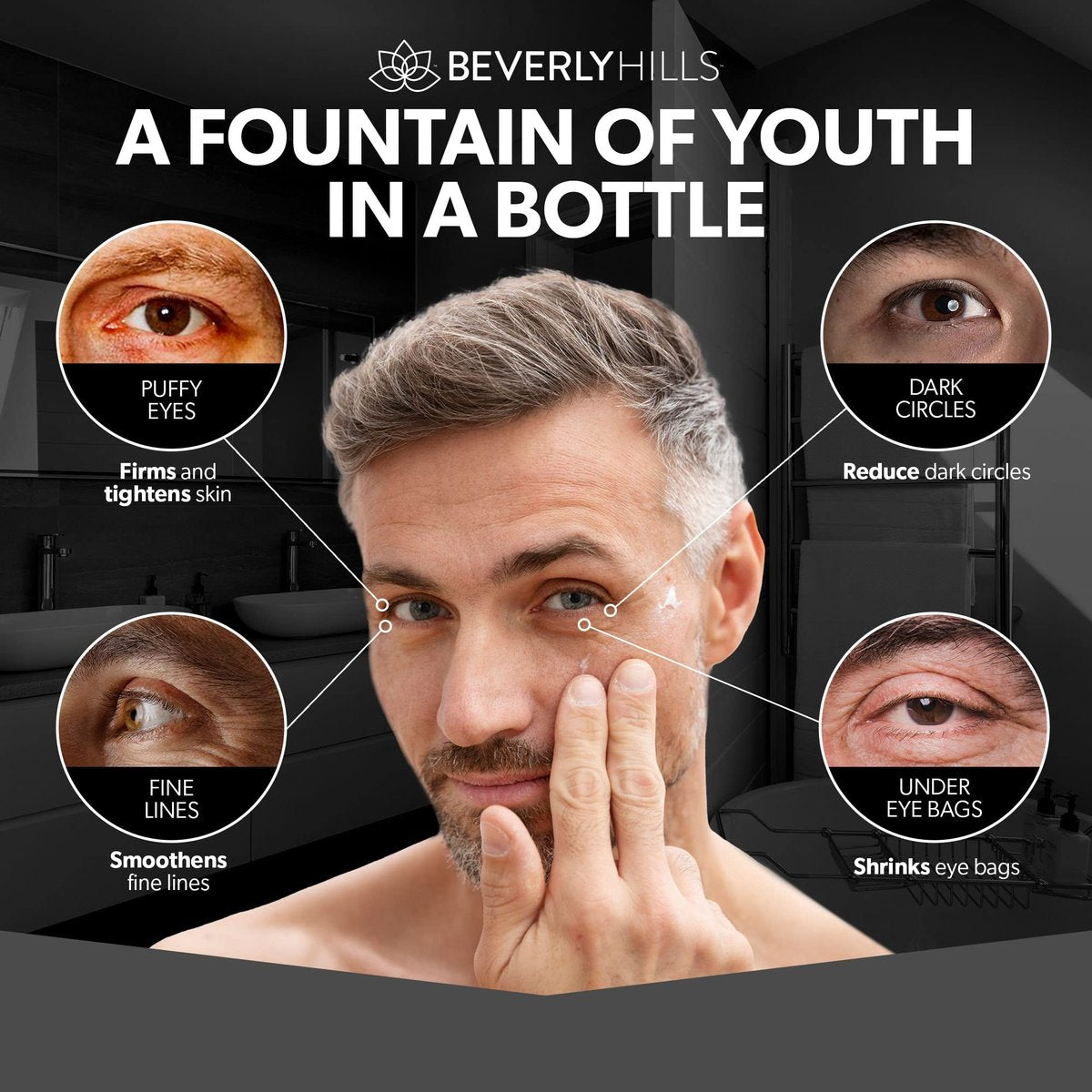 Beverly Hills Men's Instant Facelift & Eye Serum – Dark Circles, Puffy Eyes, Wrinkles Avelisse