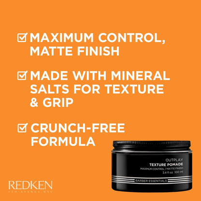 Redken Brews Texture Pomade - Maximum Strong Hold, Natural Matte Finish for All Hair Types Avelisse