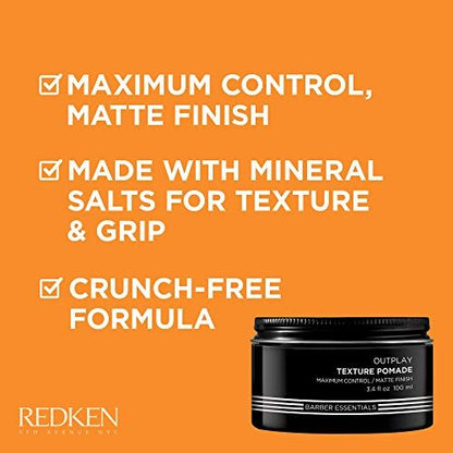 Redken Brews Texture Pomade - Maximum Strong Hold, Natural Matte Finish for All Hair Types Avelisse