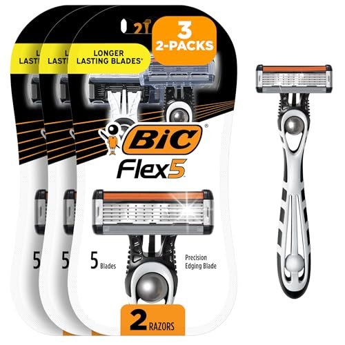 BIC Disposable Razors with Blade Cover – 2 Count (Pack of 3) – Travel Ready Manual Shaving Razors Avelisse