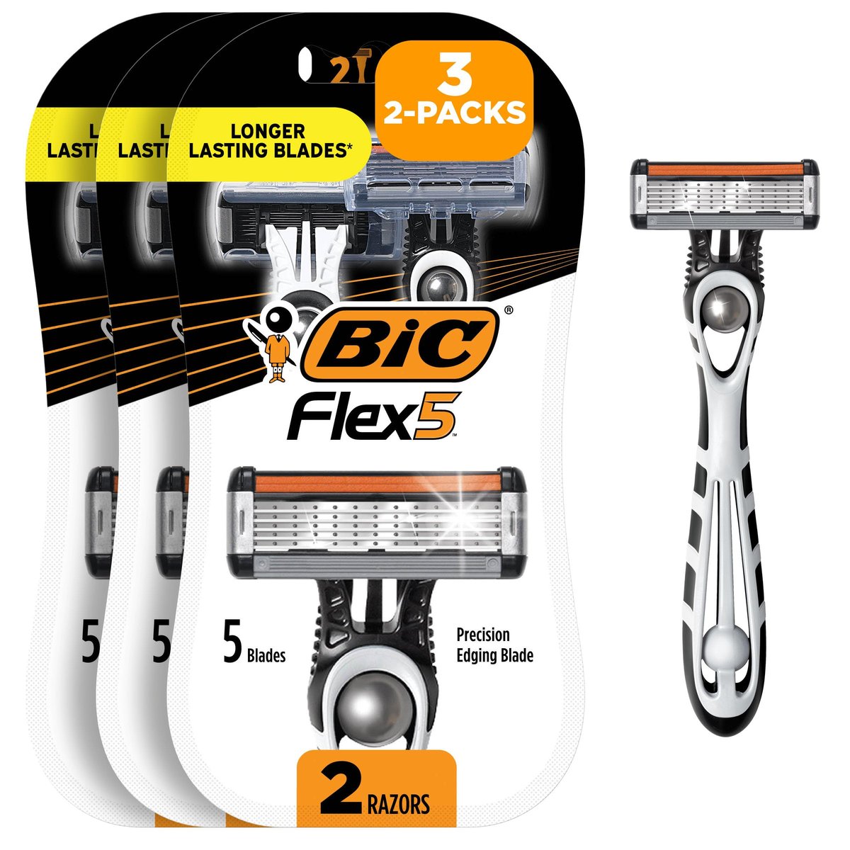 BIC Disposable Razors with Blade Cover – 2 Count (Pack of 3) – Travel Ready Manual Shaving Razors Avelisse