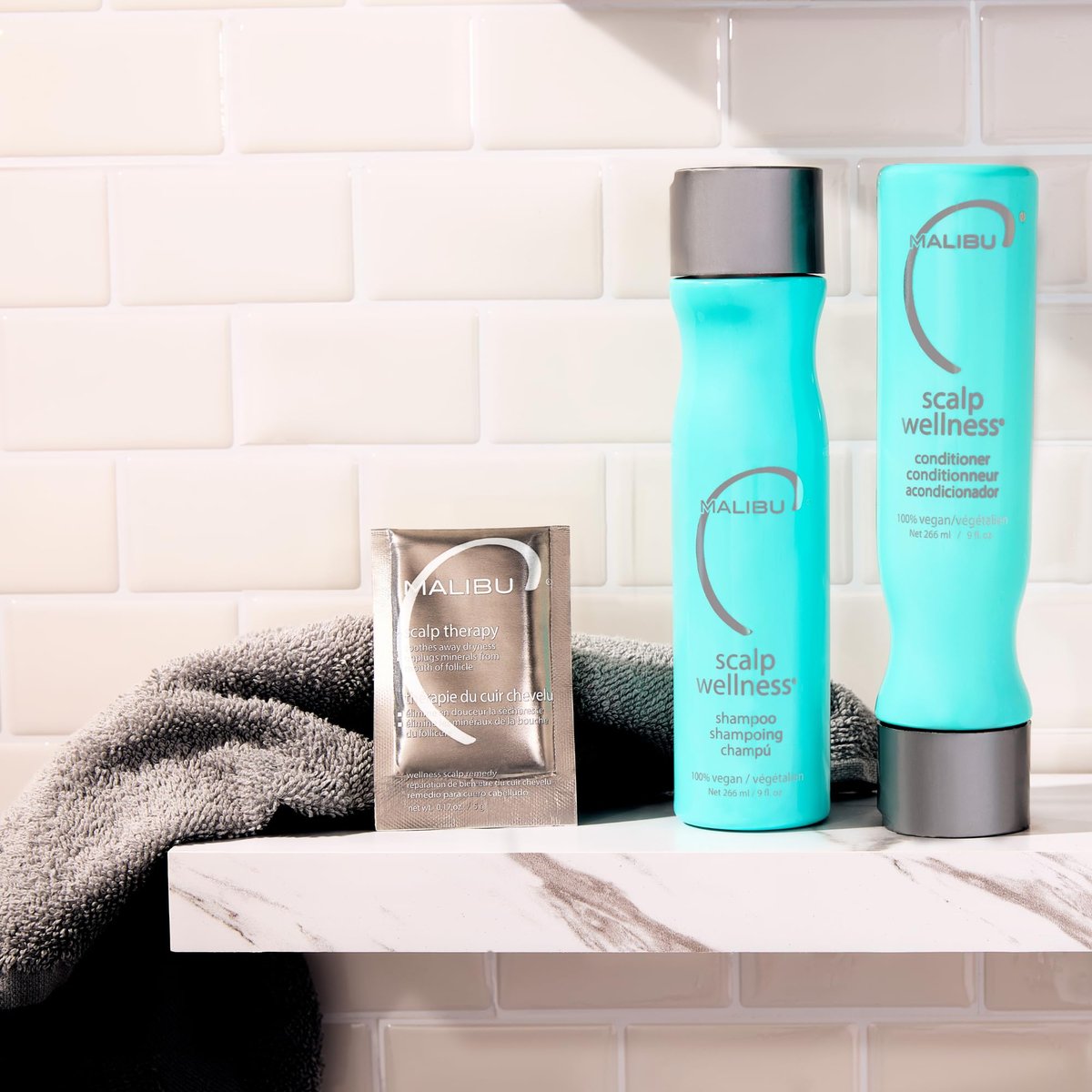 Malibu C Scalp Wellness Collection - Soothing Shampoo and Conditioner Set for Dry Scalp with Vitamin C - Travel Size Packets Included (33.8 oz Total) Avelisse