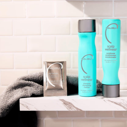 Malibu C Scalp Wellness Collection - Soothing Shampoo and Conditioner Set for Dry Scalp with Vitamin C - Travel Size Packets Included (33.8 oz Total) Avelisse