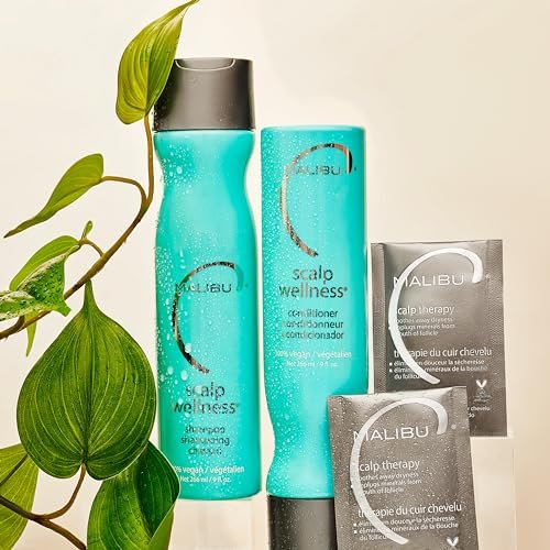 Malibu C Scalp Wellness Collection - Soothing Shampoo and Conditioner Set for Dry Scalp with Vitamin C - Travel Size Packets Included (33.8 oz Total) Avelisse