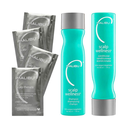 Malibu C Scalp Wellness Collection - Soothing Shampoo and Conditioner Set for Dry Scalp with Vitamin C - Travel Size Packets Included (33.8 oz Total) Avelisse