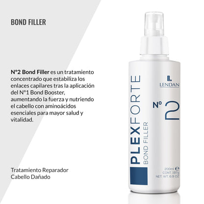 Lendan Plex Forte Nº2 Bond Filler – Damaged Hair Repair Treatment (6.9 Fl Oz) – Strengthens, Nourishes, Repairs, Preserves Color, Heat Protector Avelisse