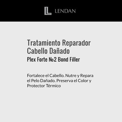 Lendan Plex Forte Nº2 Bond Filler – Damaged Hair Repair Treatment (6.9 Fl Oz) – Strengthens, Nourishes, Repairs, Preserves Color, Heat Protector Avelisse