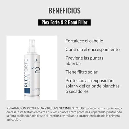 Lendan Plex Forte Nº2 Bond Filler – Damaged Hair Repair Treatment (6.9 Fl Oz) – Strengthens, Nourishes, Repairs, Preserves Color, Heat Protector Avelisse