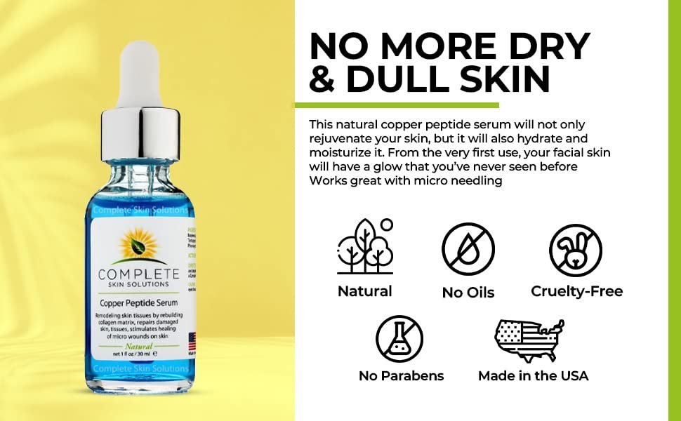 Copper Peptide Face Serum with Anti-Aging Skin Solutions - 1oz/30ml Anti-Wrinkle Formula for Youthful Skin Avelisse