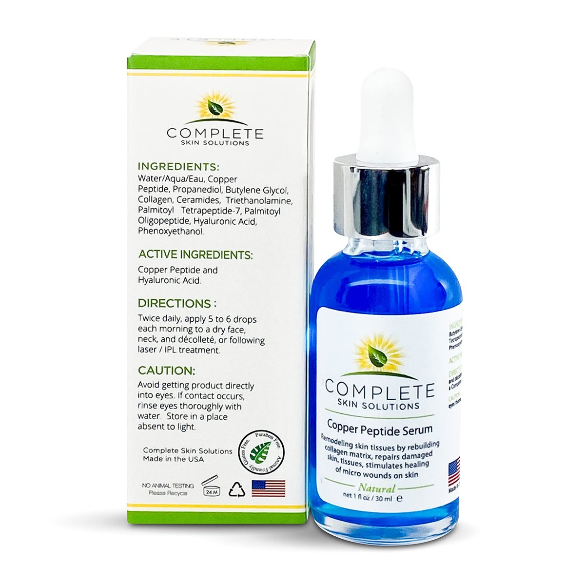 Copper Peptide Face Serum with Anti-Aging Skin Solutions - 1oz/30ml Anti-Wrinkle Formula for Youthful Skin Avelisse