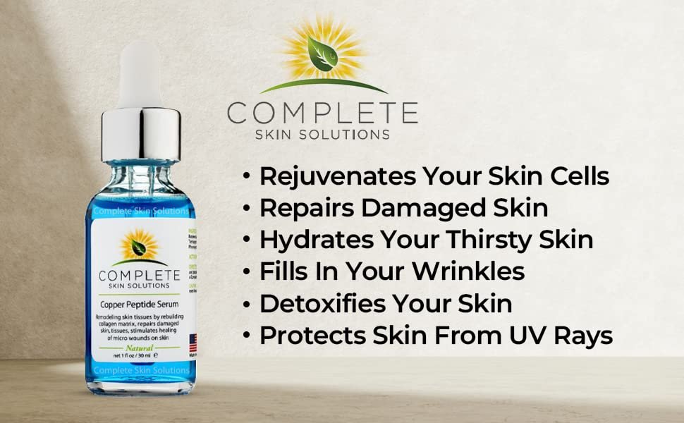 Copper Peptide Face Serum with Anti-Aging Skin Solutions - 1oz/30ml Anti-Wrinkle Formula for Youthful Skin Avelisse