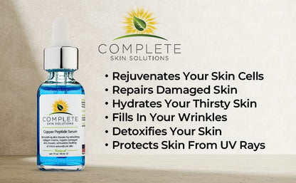 Copper Peptide Face Serum with Anti-Aging Skin Solutions - 1oz/30ml Anti-Wrinkle Formula for Youthful Skin Avelisse