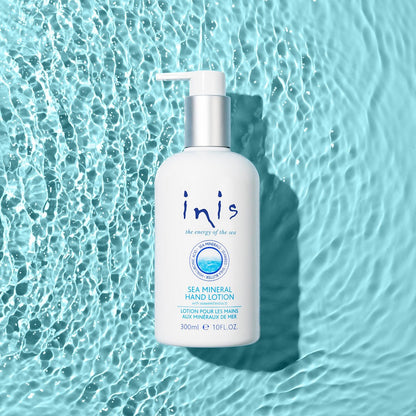 Inis the Energy of the Sea - Sea Mineral Hand Lotion, Lightweight Sink Side Hand Moisturizer with Seaweed, Shea Butter & Hyaluronic Acid, Clean Ocean Fresh Scent, 10 fl oz Avelisse