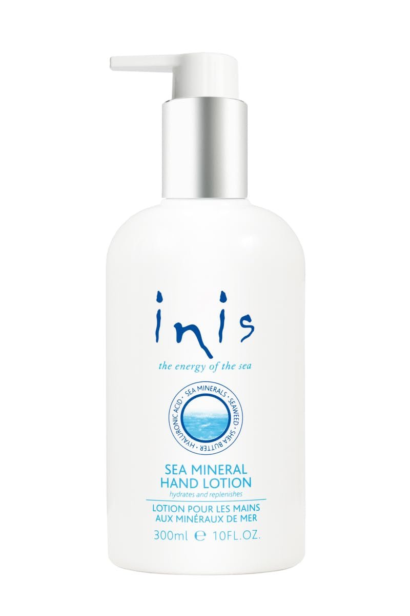 Inis the Energy of the Sea - Sea Mineral Hand Lotion, Lightweight Sink Side Hand Moisturizer with Seaweed, Shea Butter & Hyaluronic Acid, Clean Ocean Fresh Scent, 10 fl oz Avelisse