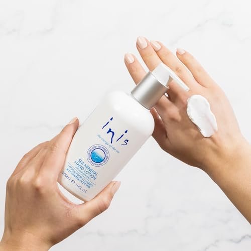 Inis the Energy of the Sea - Sea Mineral Hand Lotion, Lightweight Sink Side Hand Moisturizer with Seaweed, Shea Butter & Hyaluronic Acid, Clean Ocean Fresh Scent, 10 fl oz Avelisse