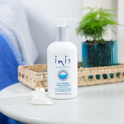 Inis the Energy of the Sea - Sea Mineral Hand Lotion, Lightweight Sink Side Hand Moisturizer with Seaweed, Shea Butter & Hyaluronic Acid, Clean Ocean Fresh Scent, 10 fl oz Avelisse