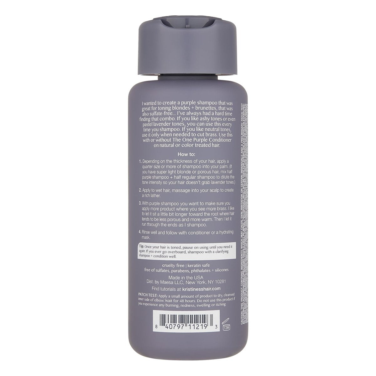 Kristin Ess Hair The One Purple Shampoo for Toning Blonde Hair - Neutralizes Brass & Yellow Tones, Shine Restoring - Sulfate, Silicone & Paraben Free, Color + Keratin Safe, 10 fl. oz. - görsel 4