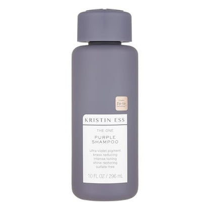 Kristin Ess Hair The One Purple Shampoo for Toning Blonde Hair - Neutralizes Brass & Yellow Tones, Shine Restoring - Sulfate, Silicone & Paraben Free, Color + Keratin Safe, 10 fl. oz.