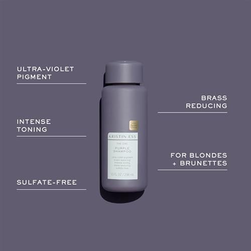 Kristin Ess Hair The One Purple Shampoo for Toning Blonde Hair - Neutralizes Brass & Yellow Tones, Shine Restoring - Sulfate, Silicone & Paraben Free, Color + Keratin Safe, 10 fl. oz. - görsel 5