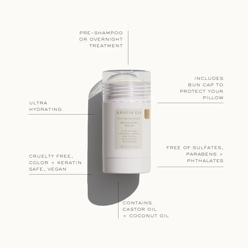 Kristin Ess Hair Recovery Balm Treatment for Damaged Hair + Slick Back Styles - Ponytails, Buns with Coconut and Castor Oils, Edge Control, Restores Shine and Softens, Clean Girl Essentials 2oz Avelisse
