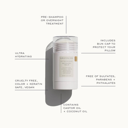 Kristin Ess Hair Recovery Balm Treatment for Damaged Hair + Slick Back Styles - Ponytails, Buns with Coconut and Castor Oils, Edge Control, Restores Shine and Softens, Clean Girl Essentials 2oz Avelisse