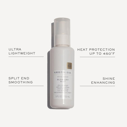 Kristin Ess Hydrating Heat Protection Spray - Blow Dry Frizz Control & Shine Enhancing, Anti-Humidity Thermal Protectant up to 450°F, Pear Fragrance, 5 Fl Oz