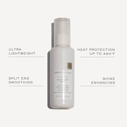 Kristin Ess Hydrating Heat Protection Spray - Blow Dry Frizz Control & Shine Enhancing, Anti-Humidity Thermal Protectant up to 450°F, Pear Fragrance, 5 Fl Oz
