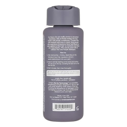 Kristin Ess Hair The One Purple Conditioner for Toning + Moisturizing Blonde Hair - Neutralizes Brass + Yellow Tones - Sulfate, Silicone and Paraben Free, Color + Keratin Safe, 10 fl. oz. Avelisse