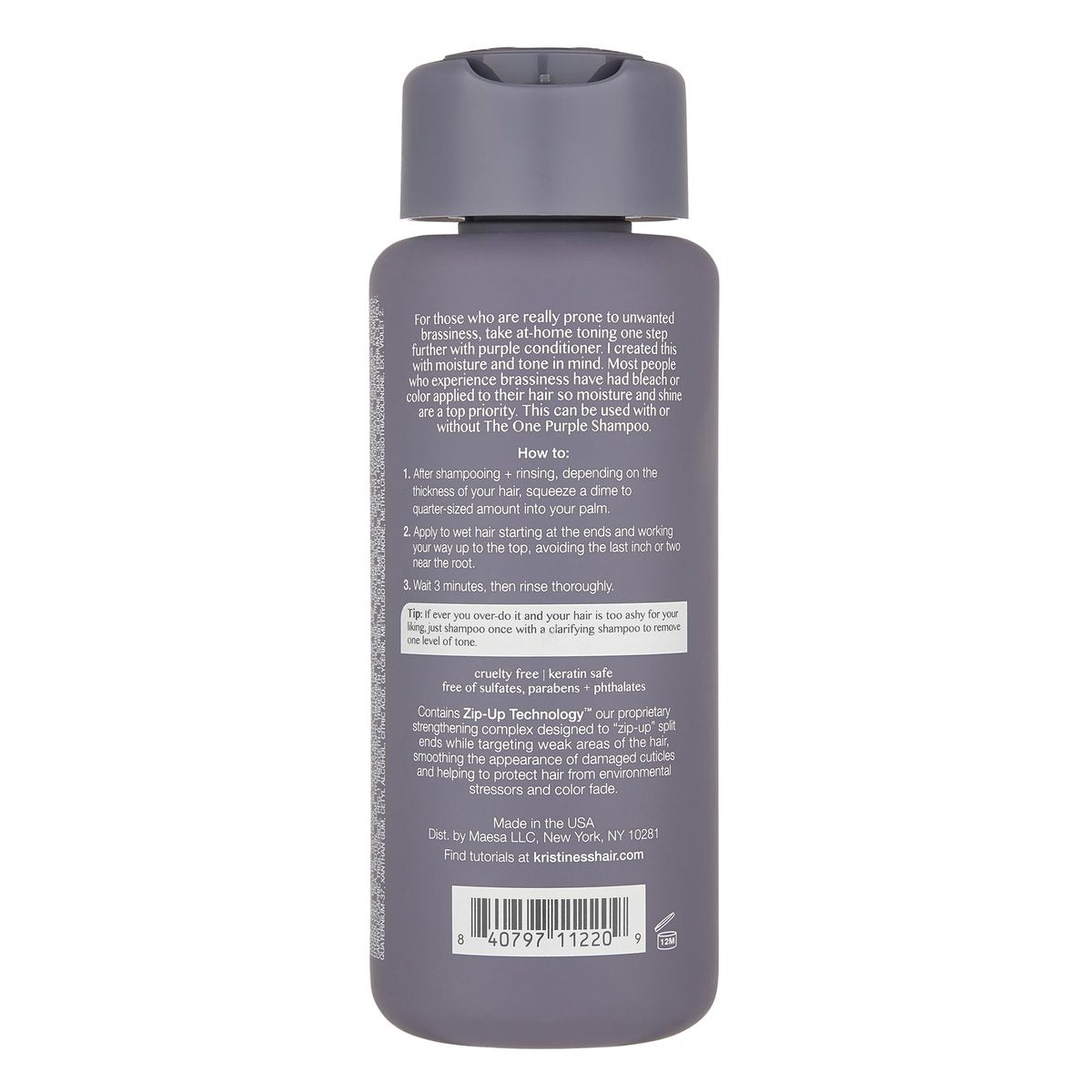 Kristin Ess Hair The One Purple Conditioner for Toning + Moisturizing Blonde Hair - Neutralizes Brass + Yellow Tones - Sulfate, Silicone and Paraben Free, Color + Keratin Safe, 10 fl. oz. Avelisse