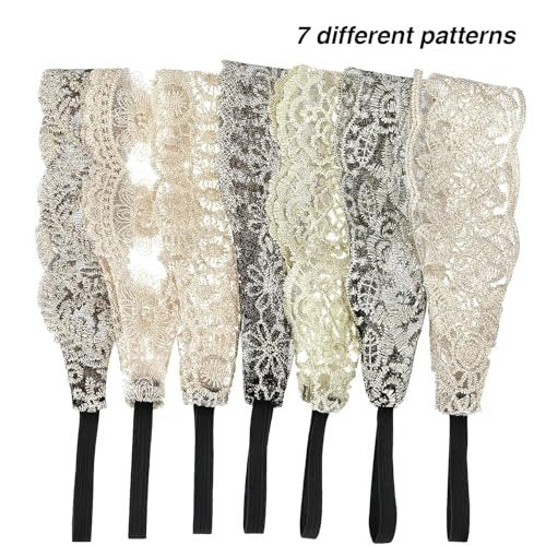 Gejoy 7-Piece Lace Headbands for Women - Stretchable Wide Turban Hair Accessories, Multicolor - görsel 12