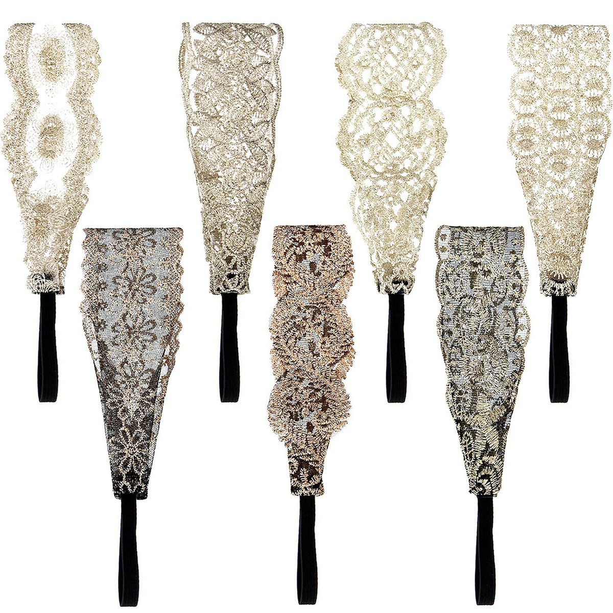 Gejoy 7-Piece Lace Headbands for Women - Stretchable Wide Turban Hair Accessories, Multicolor - görsel 1