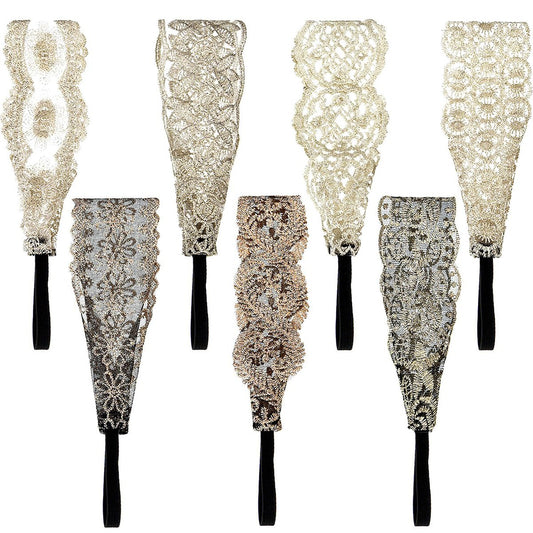 Gejoy 7-Piece Lace Headbands for Women - Stretchable Wide Turban Hair Accessories, Multicolor