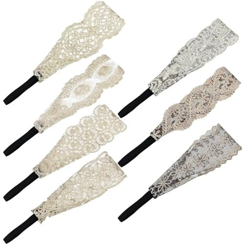 Gejoy 7-Piece Lace Headbands for Women - Stretchable Wide Turban Hair Accessories, Multicolor - görsel 4