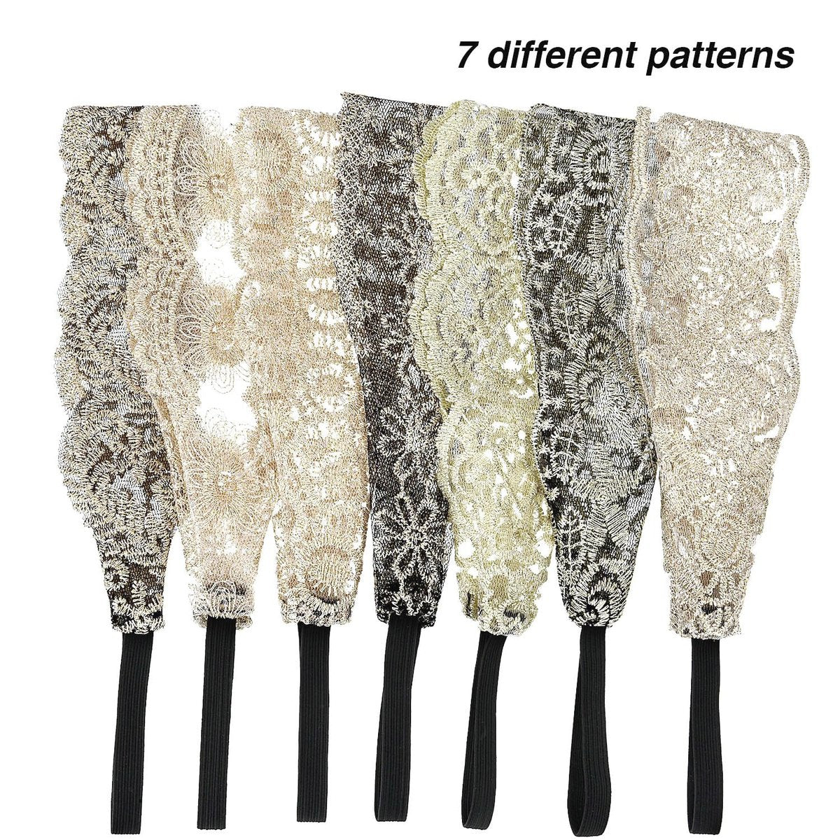 Gejoy 7-Piece Lace Headbands for Women - Stretchable Wide Turban Hair Accessories, Multicolor - görsel 11