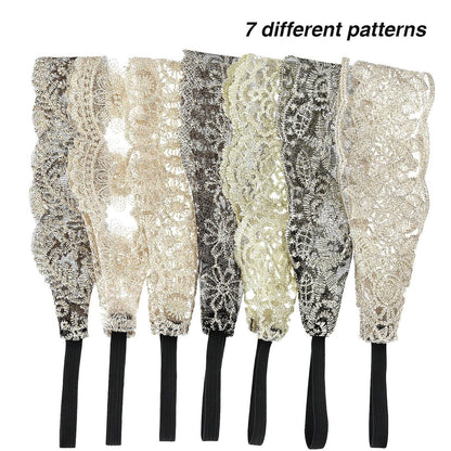 Gejoy 7-Piece Lace Headbands for Women - Stretchable Wide Turban Hair Accessories, Multicolor