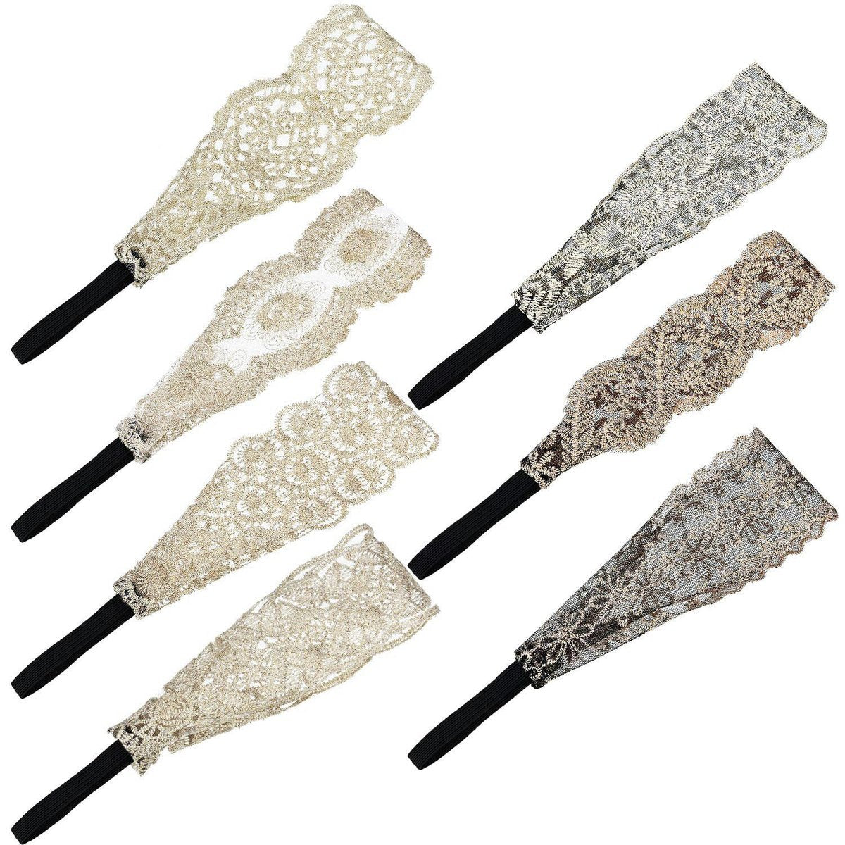 Gejoy 7-Piece Lace Headbands for Women - Stretchable Wide Turban Hair Accessories, Multicolor - görsel 3