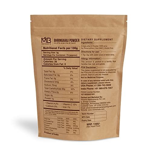 MB Herbals Pure Bhringraj Powder - 227g (8 oz) 100% Eclipta Alba for Natural Hair Growth & Scalp Health - görsel 4