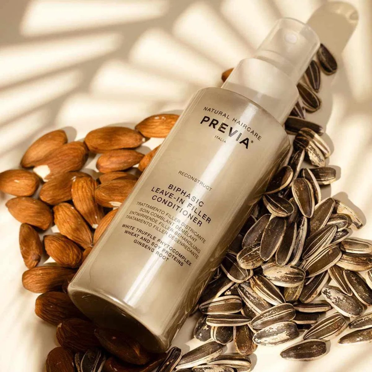 PREVIA Hydrating Leave-in Conditioner Spray with White Truffle Extract - Reconstructive Biphasic Detangling Treatment for Damaged, Dry, and Brittle Hair - Tames Frizz & Controls Static, 3.38 Fl Oz Avelisse